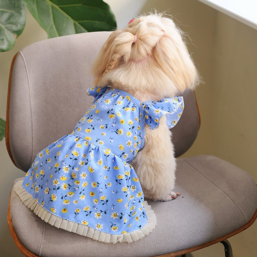 Ozzie - Blue Floral Ruffle Pet Dress