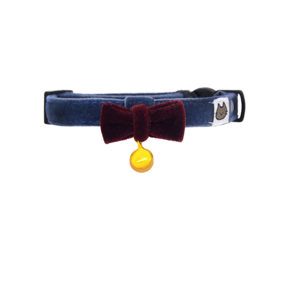 Mokka velvet bow cat collar in brown with adjustable strap and metal buckle
