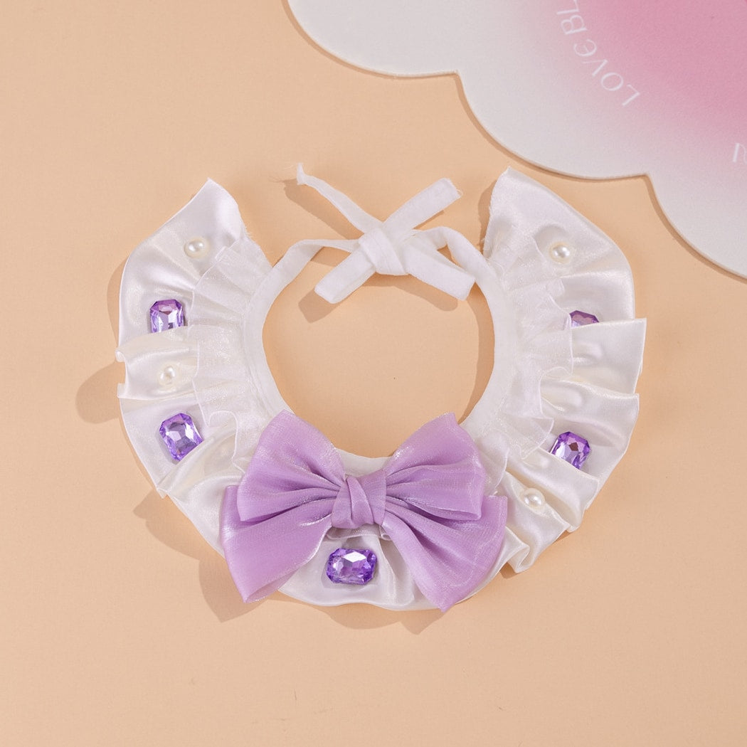 Mokka - Ruffled Shiny Finish Bow Cat Collar
