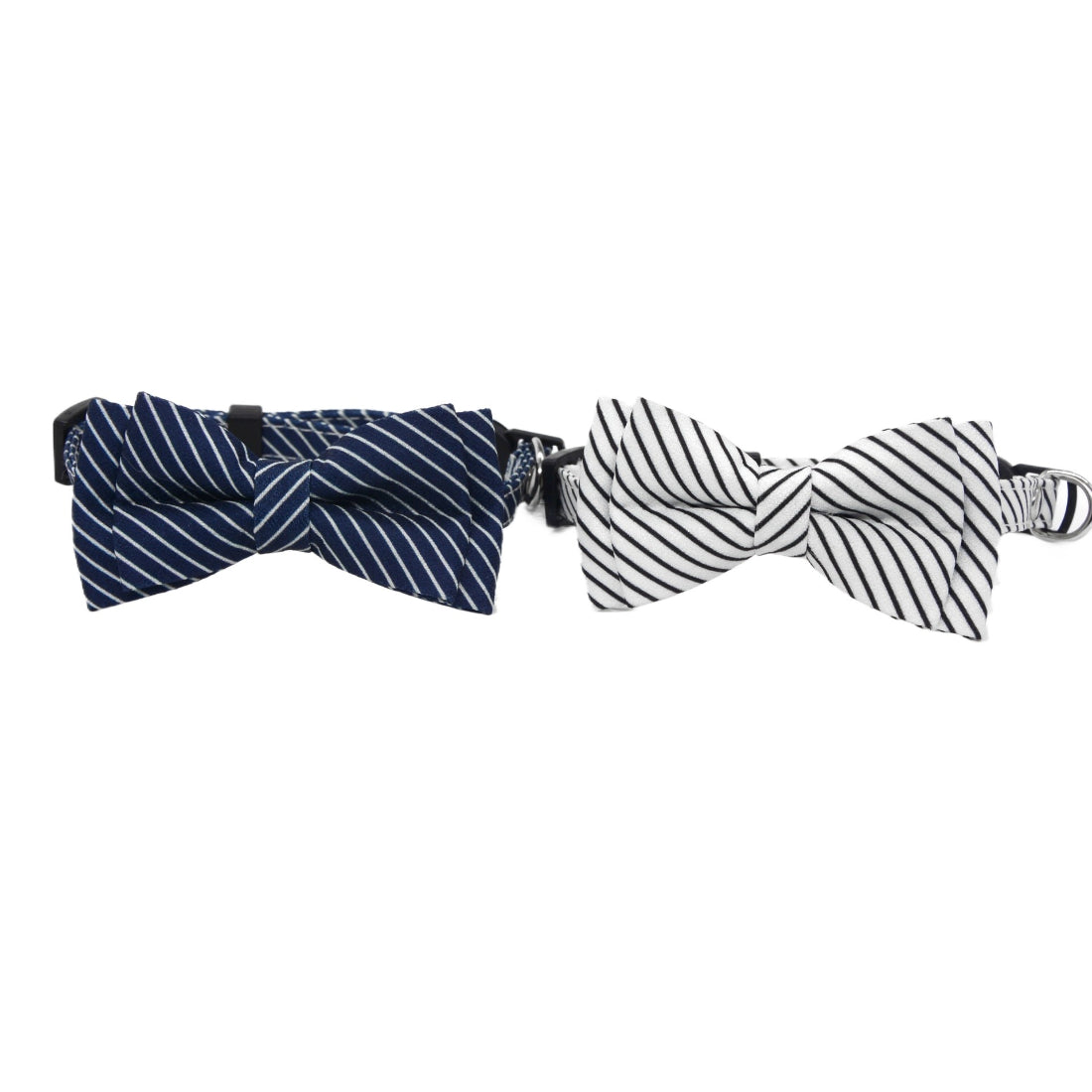 Mokka Stripe Bow Breakaway Collar worn on a pet showing fit and style
