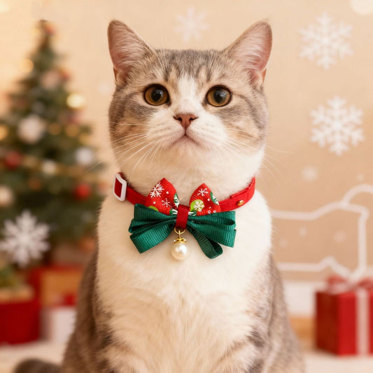 Christmoo - Decorative Christmas Bow Pet Collar