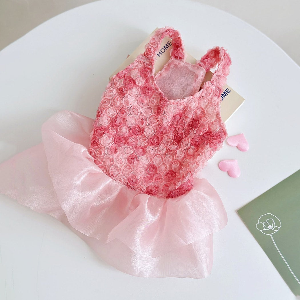 Ozzie - Rose Texture Ruffle Party Pet Dress