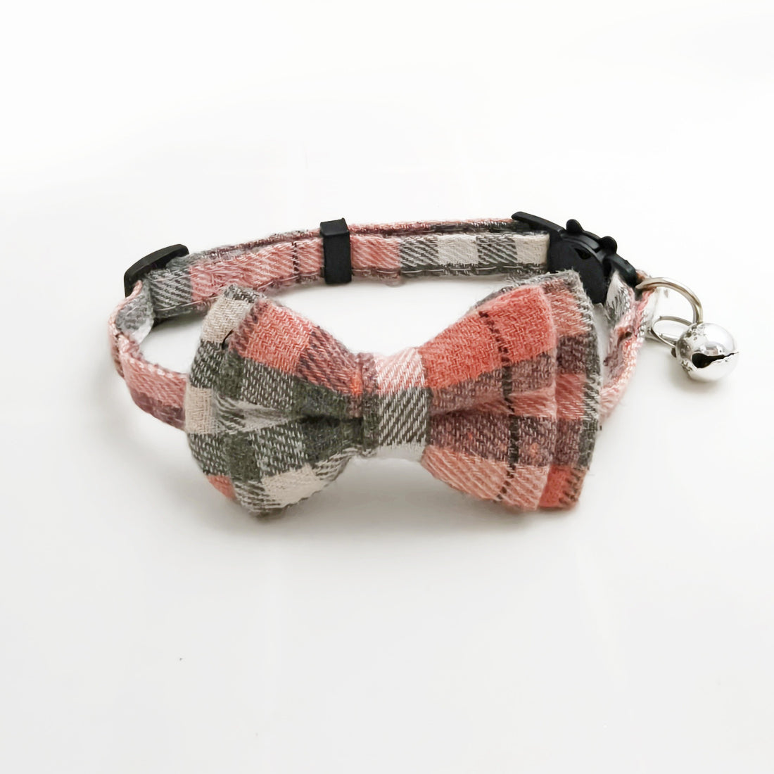 Mokka check bow tie cat collar packaged on branded card with logo