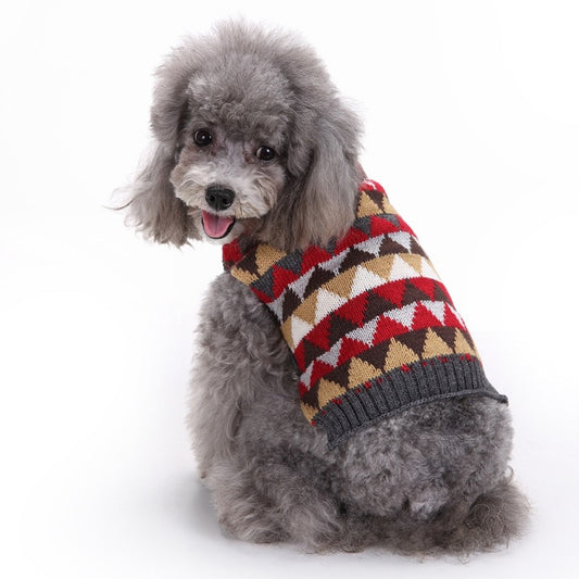 Ozzie - Red Geometric Knit Dog Sweater