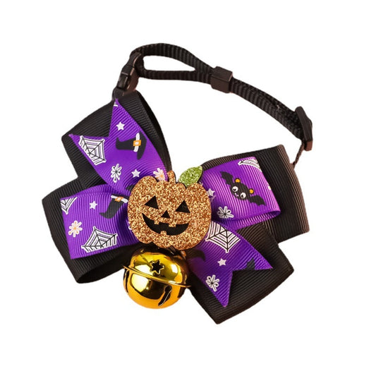 Halloweek - Bell Accent Pumpkin Bow Tie Pet Collar