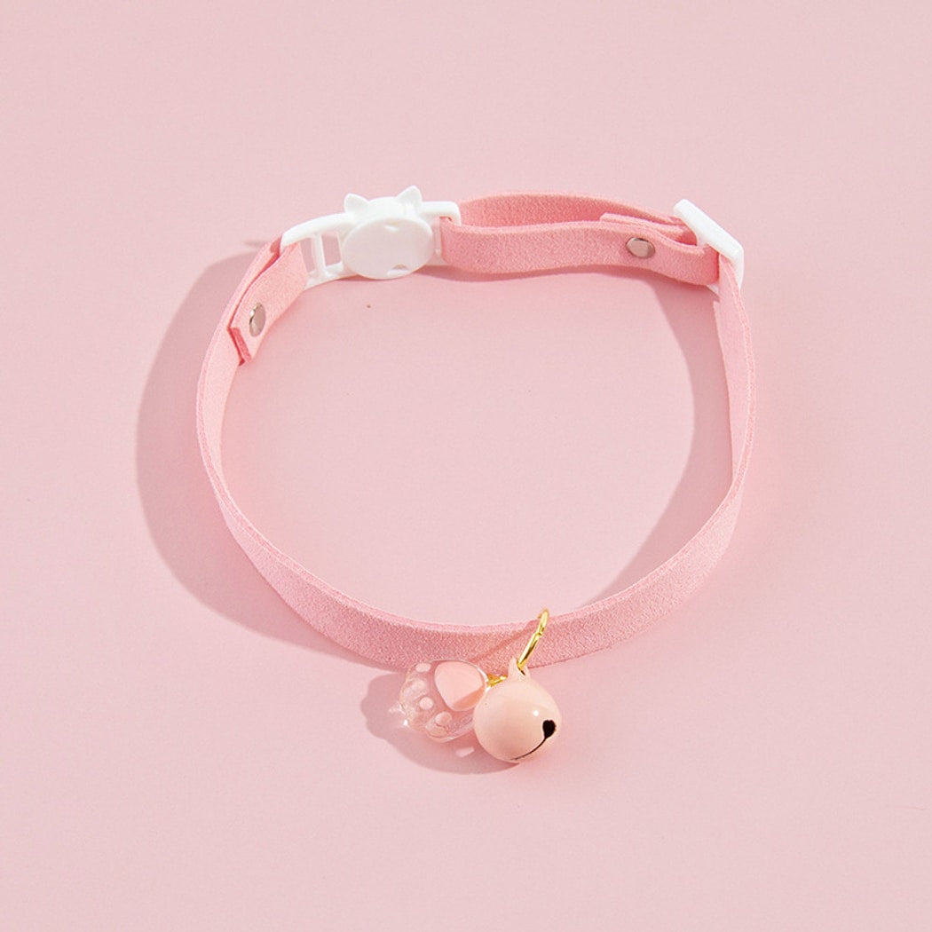 Mokka - Paw Charm Bell Accent Solid Cat Collar