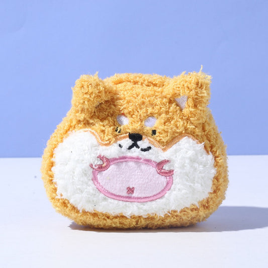 Close-up of Petkin flat plush dog toy showing soft fabric and stitched facial details