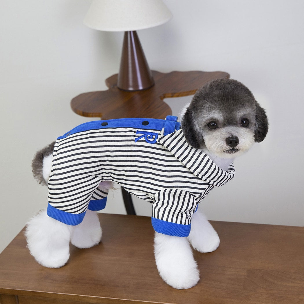 Ozzie - Button Front Striped Dog Shirt Romper