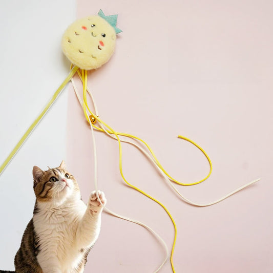 Moo - Cute Fruit with Bell Cat Teaser Wand Toy
