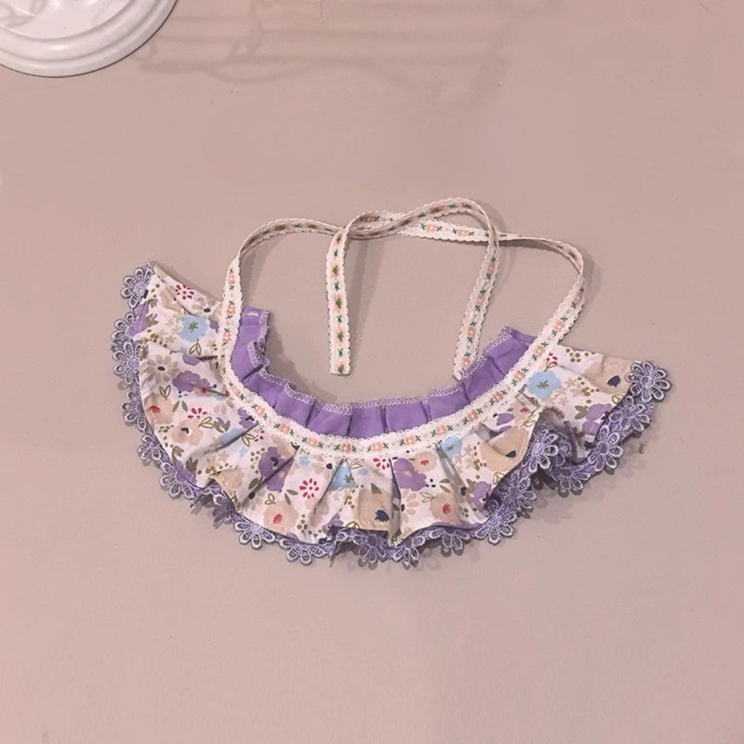 Mokka - Floral Layered Ruffle Cat Bib