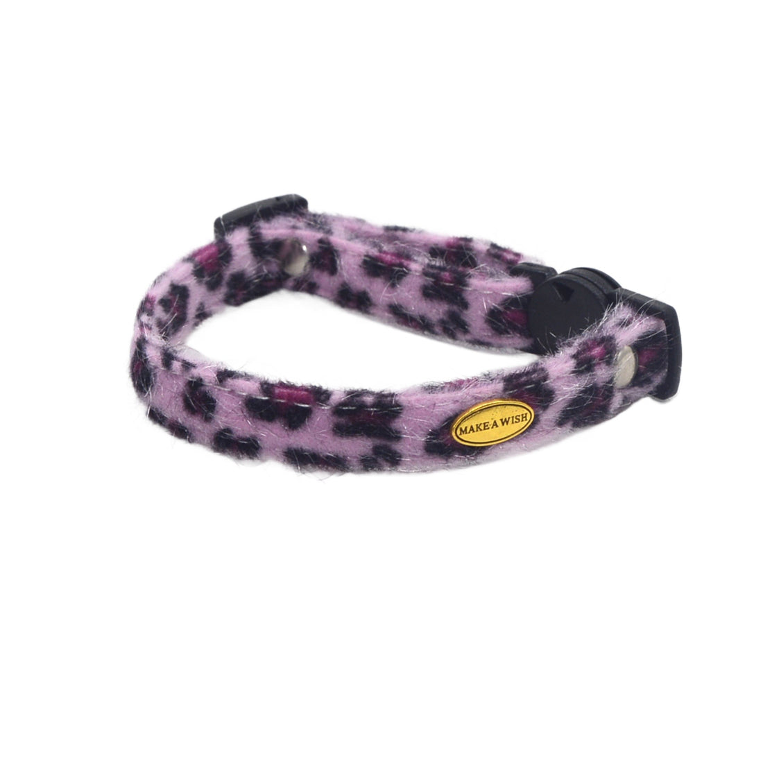 Mokka fuzzy leopard cat collar displayed on a white background