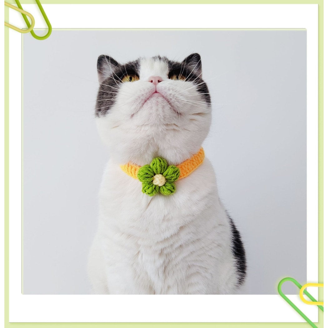 Mokka - Floral Knit Cat Decorative Collar