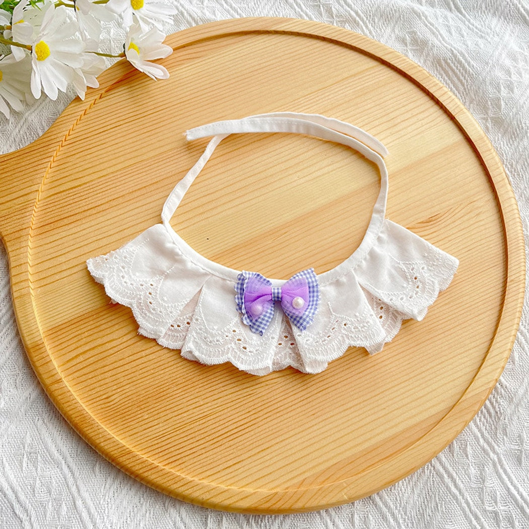 Mokka - Bow Lace Trim Cat Collar