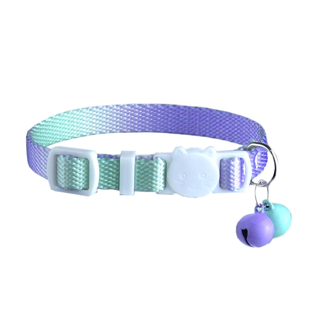 Mokka pastel gradient cat collar with bell photographed from side angle