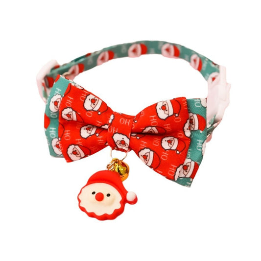 Christmoo - Adjustable Christmas Print Bow Tie Cat Collar