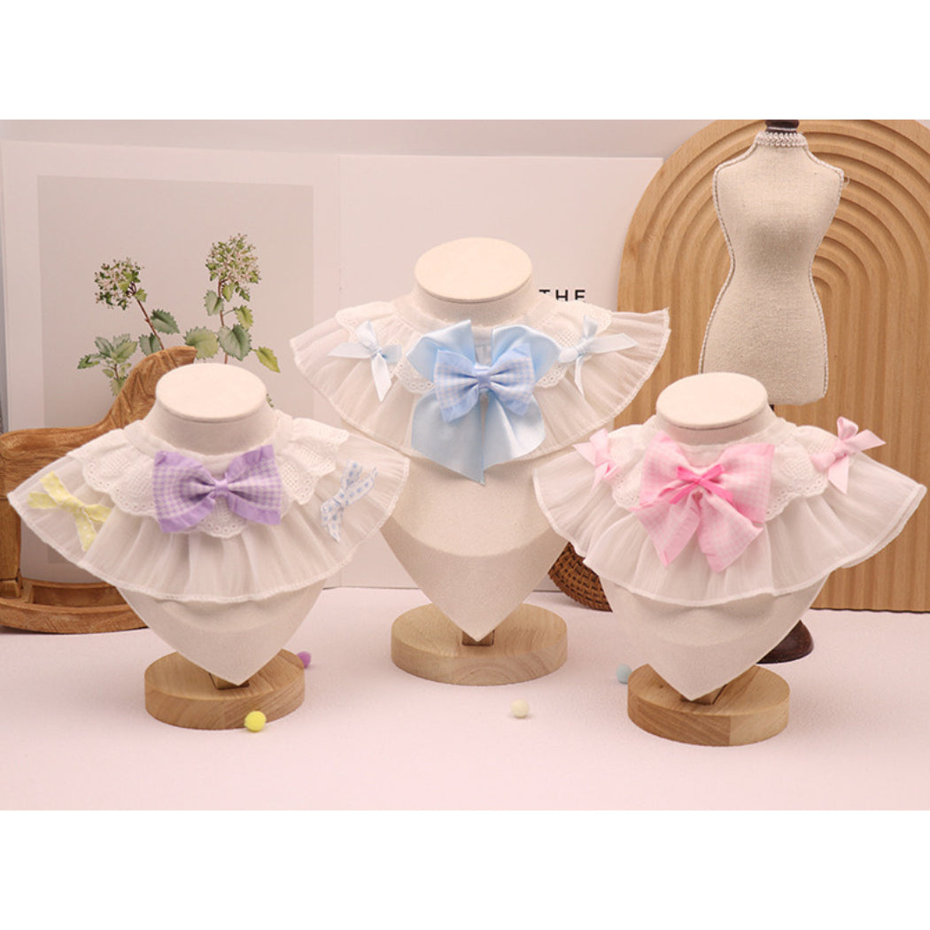 Mokka - Layered Ruffle Bow Cat Collar