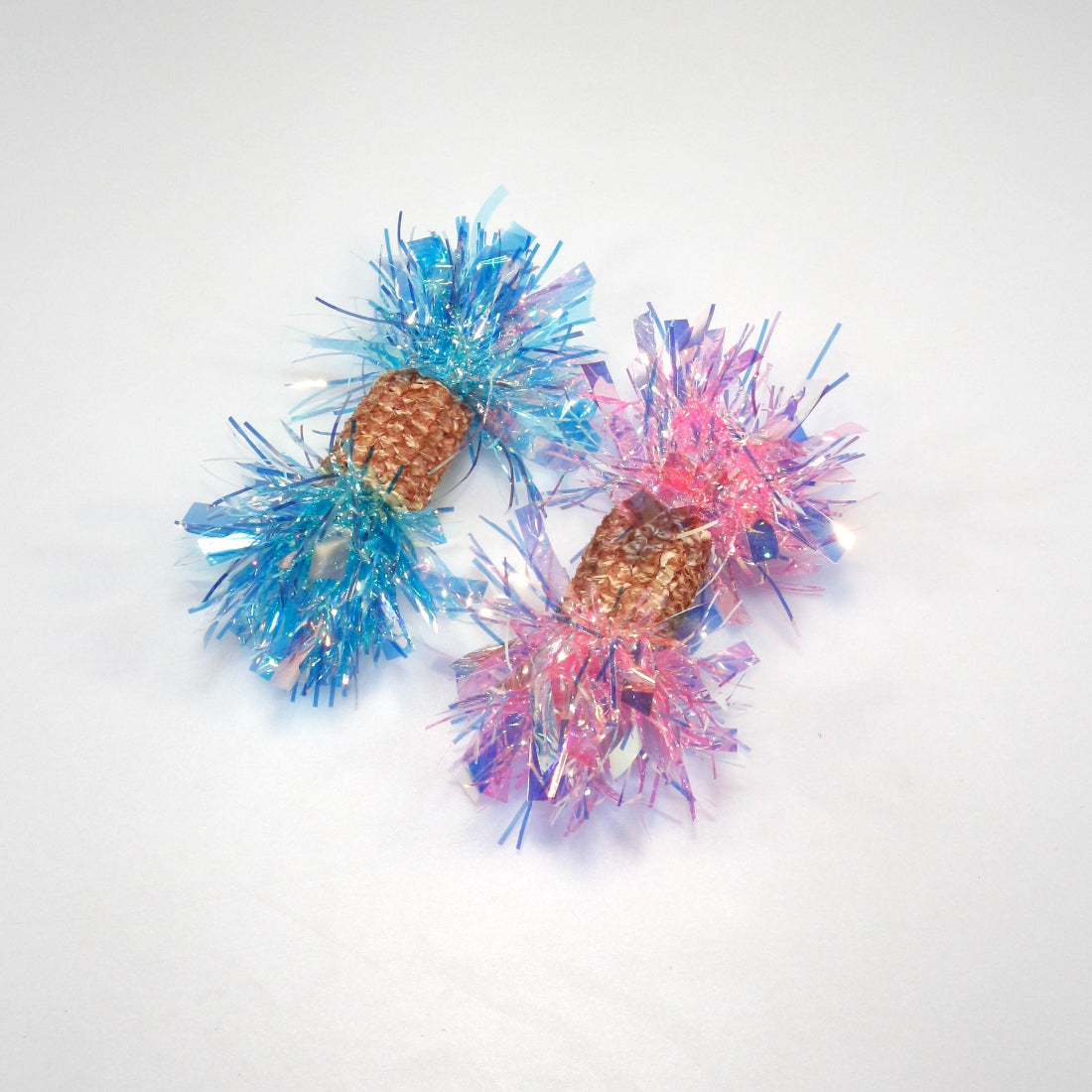 Moo Sparkle Tinsel Cat Toy displayed on white background with glittery tinsel