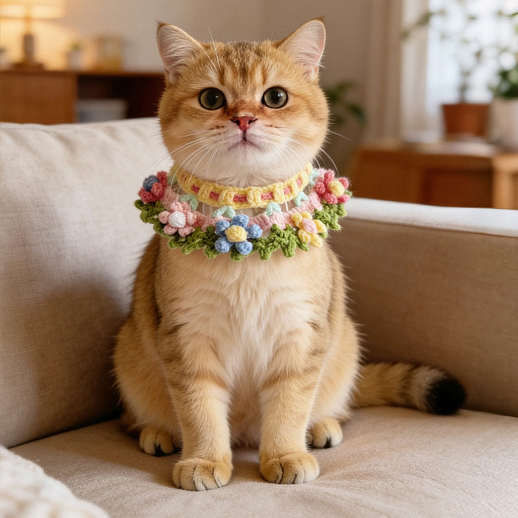 Mokka - Knit-Style Flower Pet Collar
