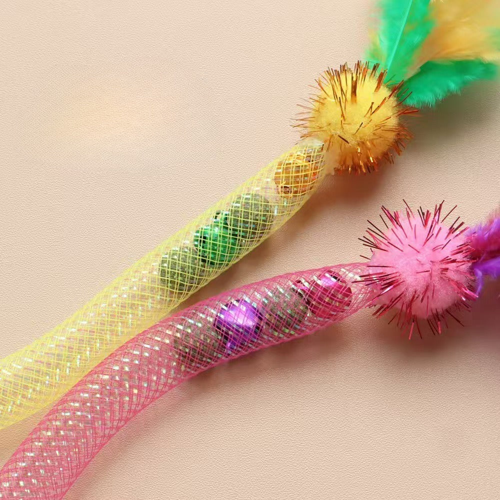 Moo Sparkle Feather Toss interactive cat toy with sparkling feather details