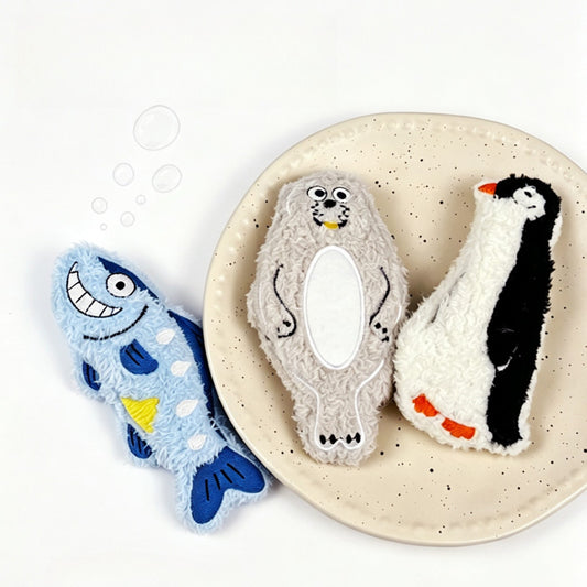 Moo - Ocean Animal Shape Plush Crinkle Cat Toy