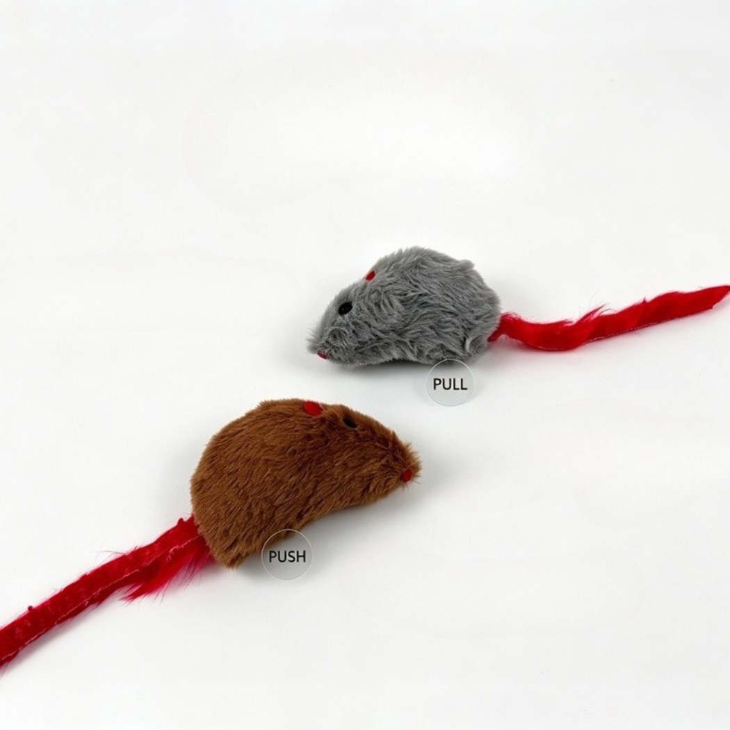 Moo - Furry Plush Red Feather Tail Cat Toy