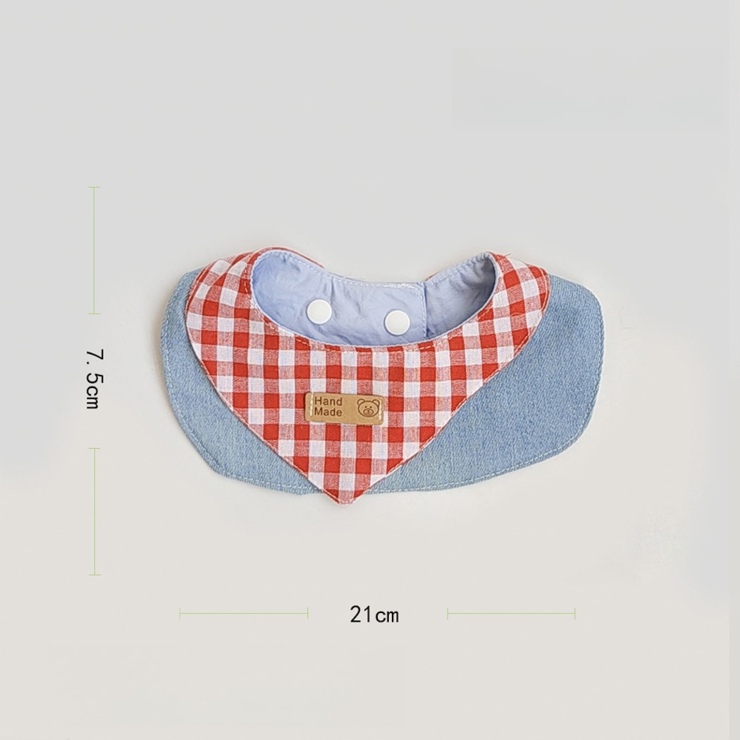 Mokka - Denim Style Plaid Pet Bandana Collar