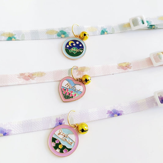 Mokka - Floral Bell Pendant Adjustable Cat Collar