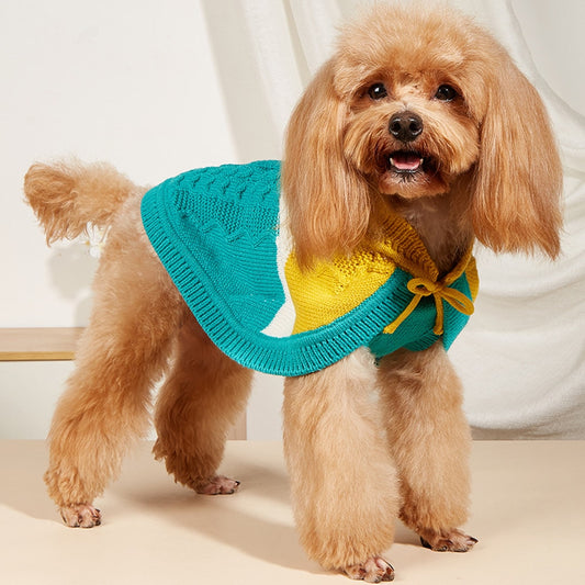 Ozzie - Small Dog Color Block Tie Front Pet Cape