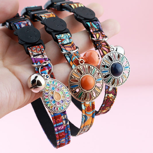 Mokka - Retro Bohemian Style Print Cat Collar