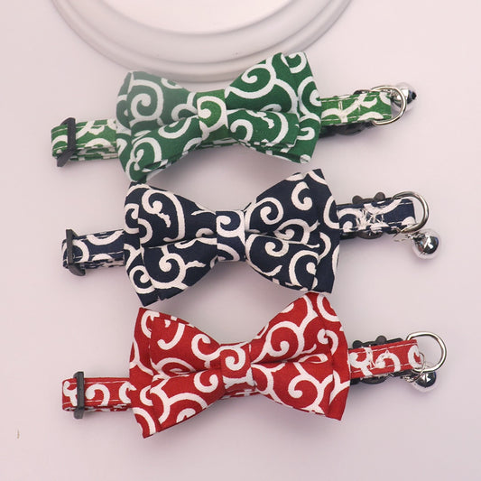 Mokka - Folksy Style Scroll Print Bow Cat Collar