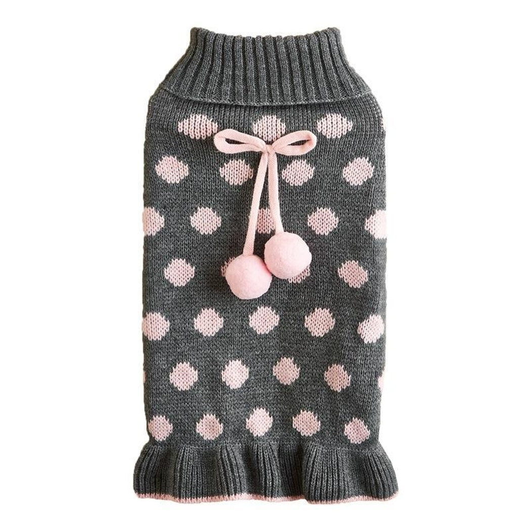 Ozzie - Bow Detail Ruffled Hem Pet Knit Sweater