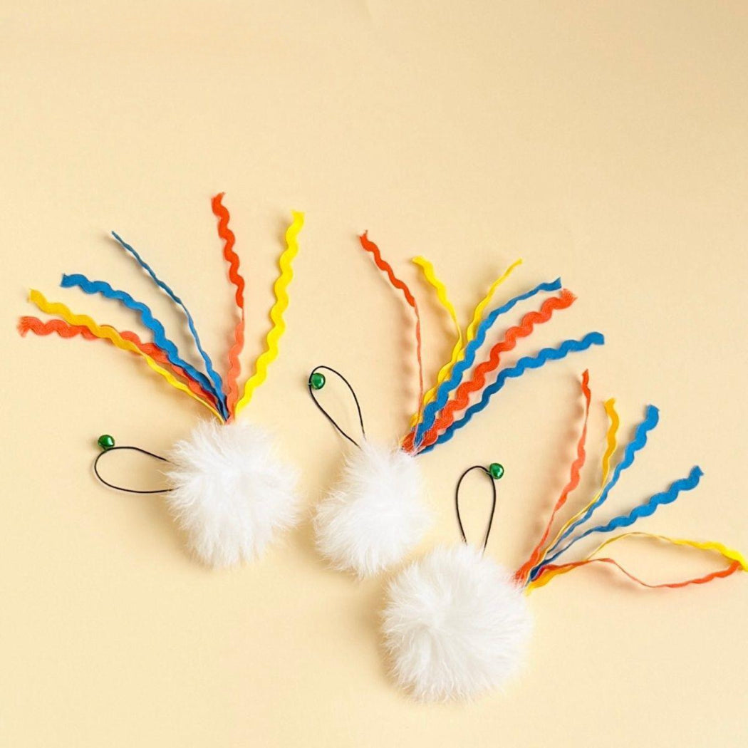 Moo - Fluffy Ball Ribbon Tail Cat Wand Refill Toy