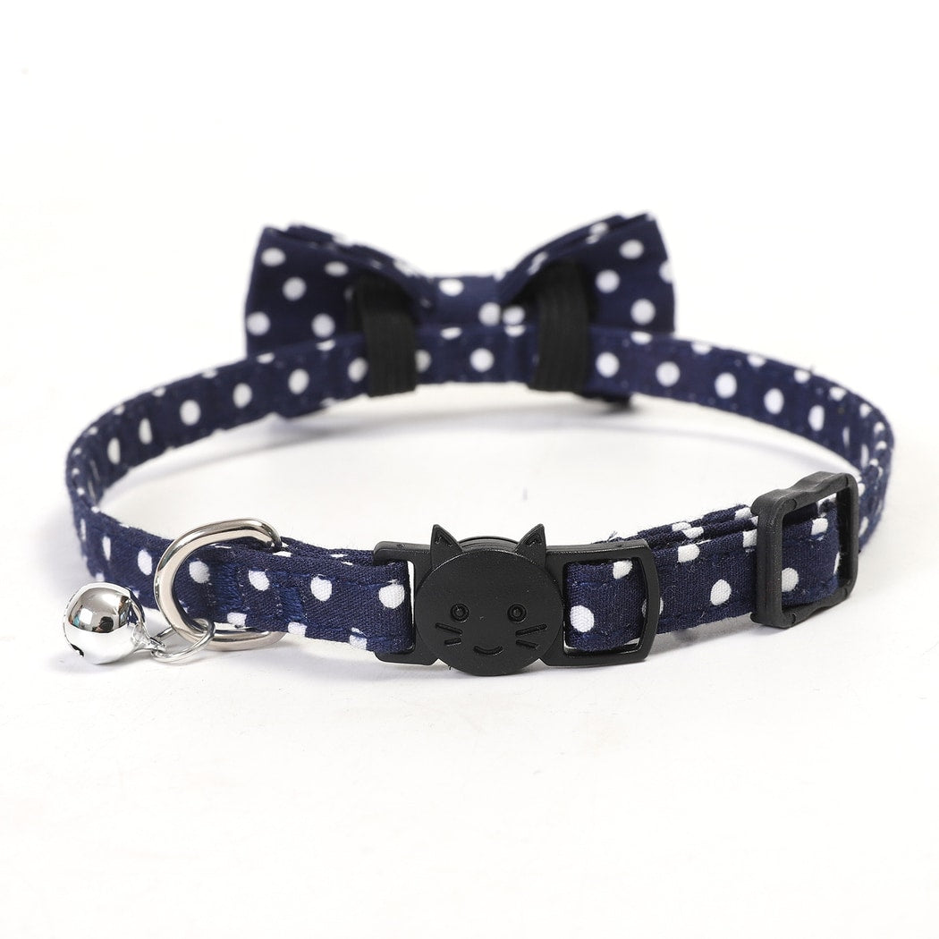 Mokka - Casual Polka Dot Bow Accent Pet Collar