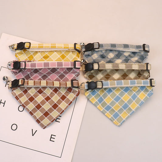 Mokka - Preppy Plaid Bow Pet Bandana Collar