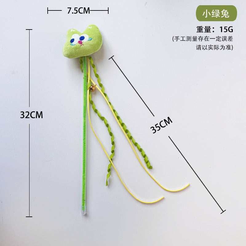 跨境逗猫棒高颜值猫咪卡通流苏铃铛发声互动解闷猫玩具耐抓逗猫杆