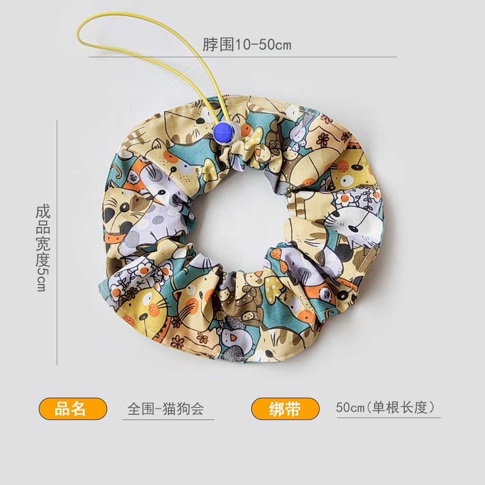 全围棉质清爽宠物卡通围巾布偶约克夏围兜猫咪狗狗碎花口水巾