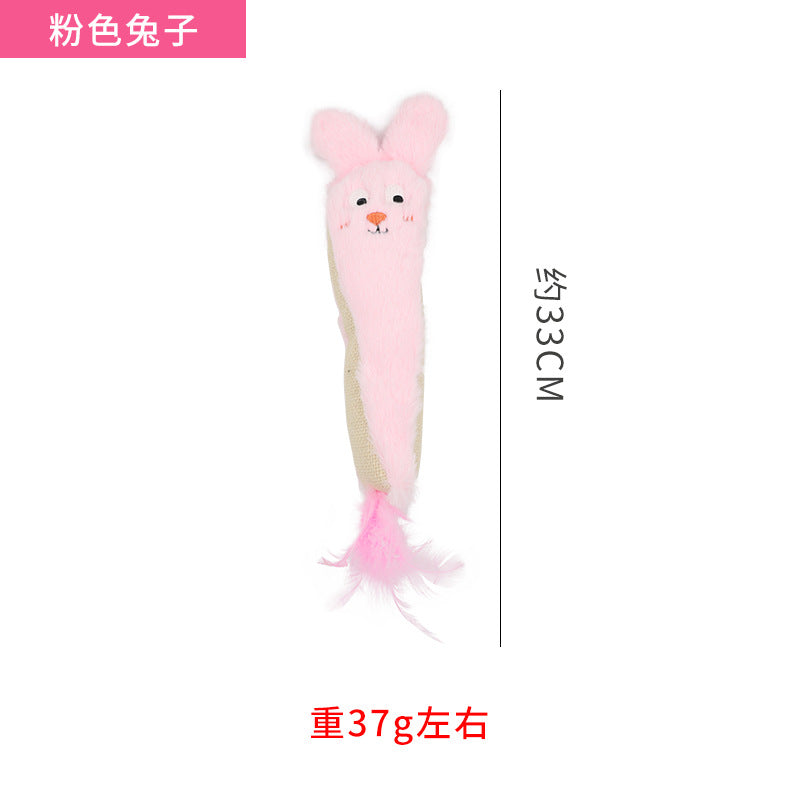 宠物用品批发动物造型抱枕四款毛绒猫咪玩具含猫薄荷猫逗猫棒跨境