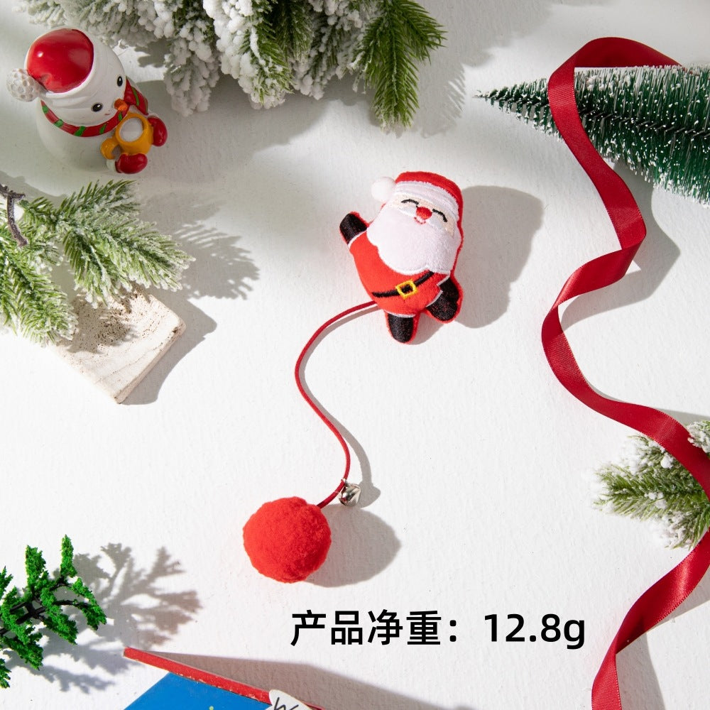 Product image for Moo - Red Cord character pom-pom cat toy (Santa)