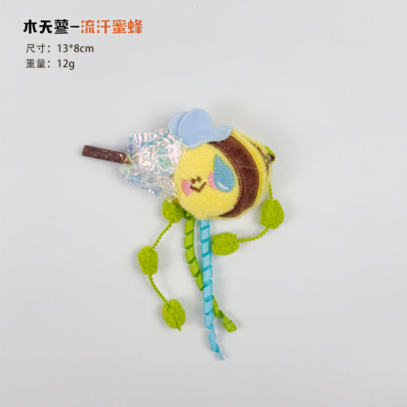 跨境逗猫木天蓼高颜值猫咪卡通流苏发声互动耐抓猫玩具宠物用品厂