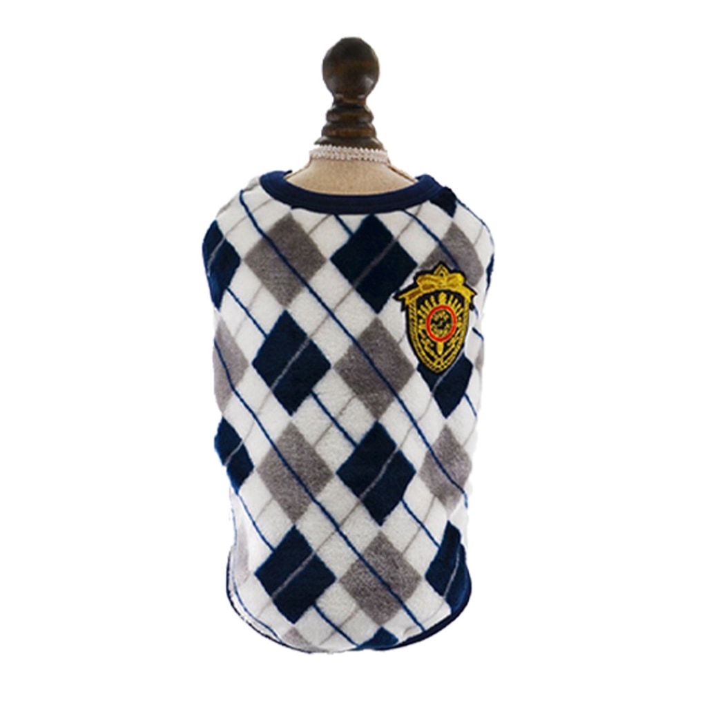 Ozzie - Plaid Dog Vest Sweater With Crest Detail