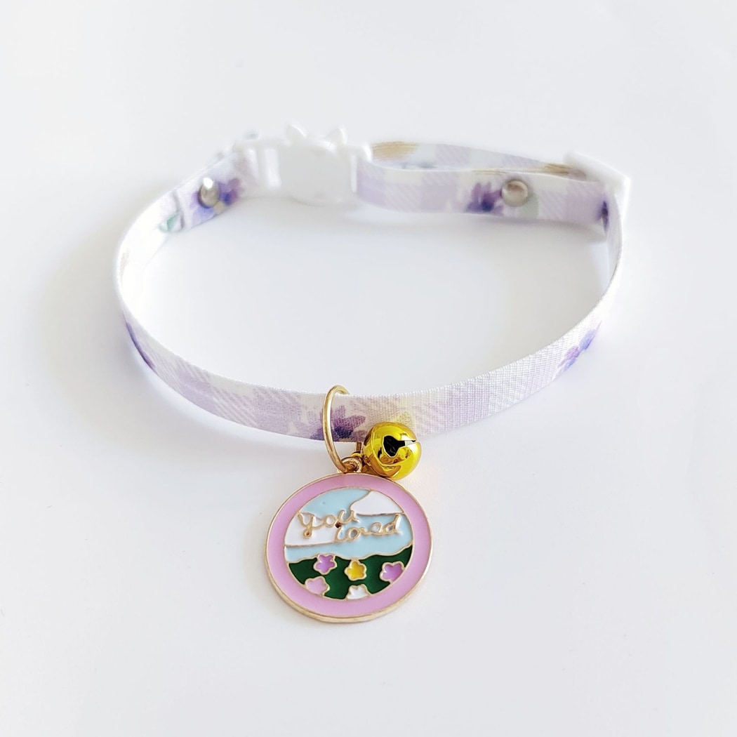 Mokka - Floral Bell Pendant Adjustable Cat Collar