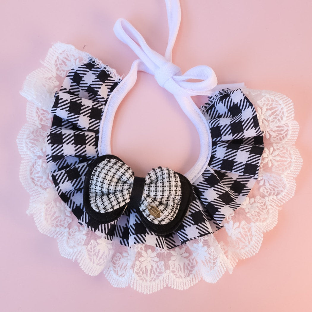 Mokka - Plaid Lace Bow Cat Collar Collar