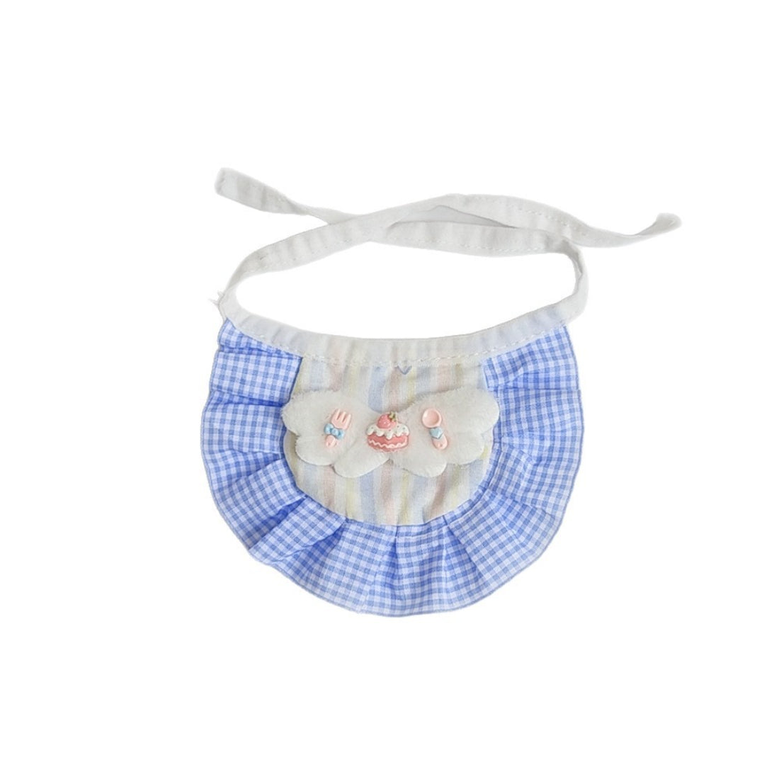 Mokka Cake Charm Cat Bib worn by a baby, showing fit and coverage