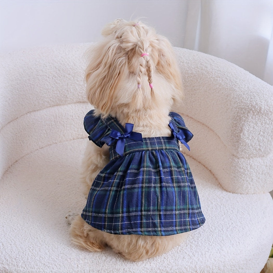 Ozzie - Plaid Bow Casual Dress Style Dog Dress