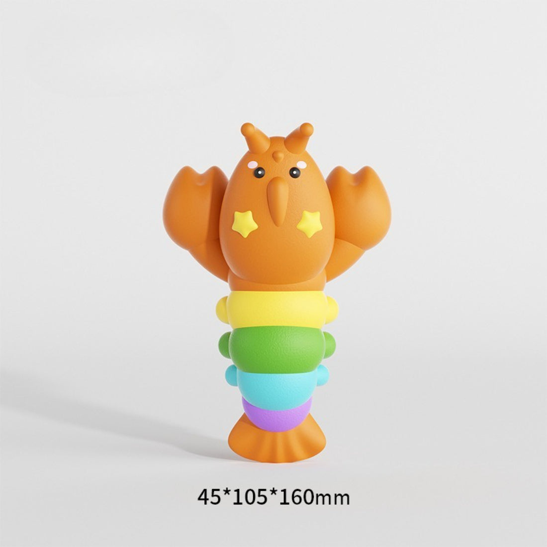 Petkin Rainbow Lobster dog toy displayed from side angle with bright rainbow colors