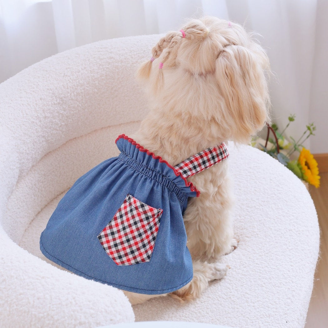 Ozzie - Everyday Plaid Pocket Detail Pet Dress