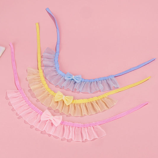 Mokka - Sheer Ruffled Bow Cat Collar