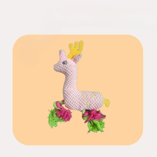 Close-up of Petkin Deer Dog Plush Toy showing rope legs detail