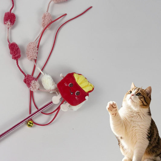 Moo - Playful Food Theme Plush Cat Wand Toy