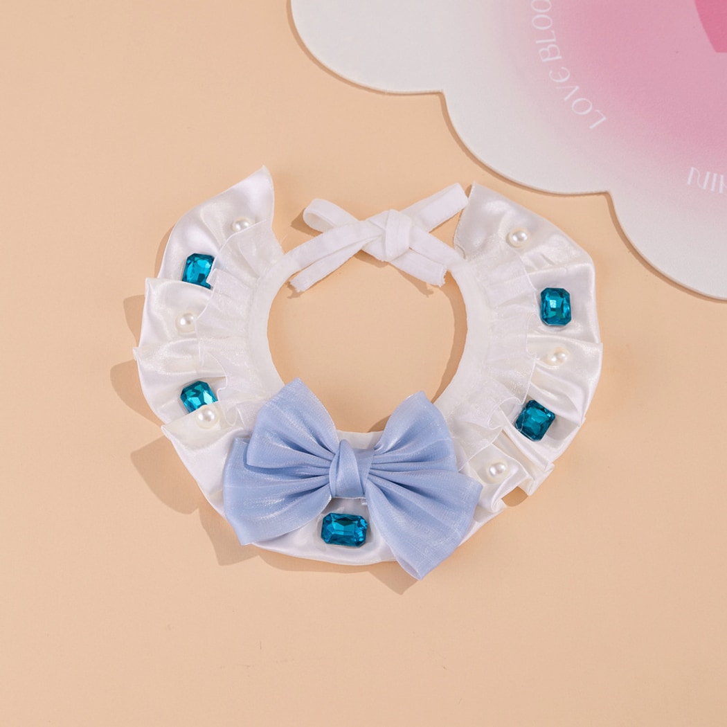Mokka - Ruffled Shiny Finish Bow Cat Collar